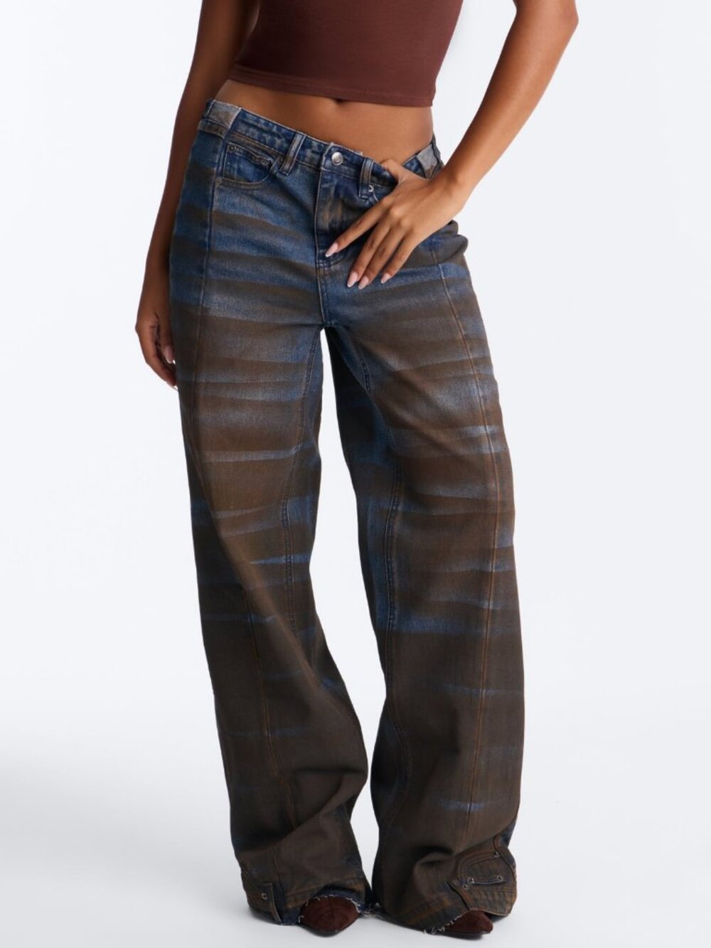 Dare To Handle Upside Down Wide Leg Jeans